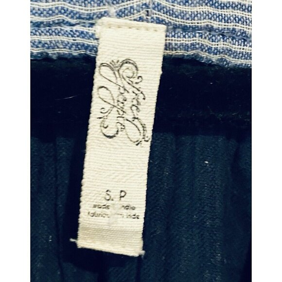 Free People Top Womens Small All Who Wander Blue Striped Gauzy Frayed Hem - Picture 6 of 8